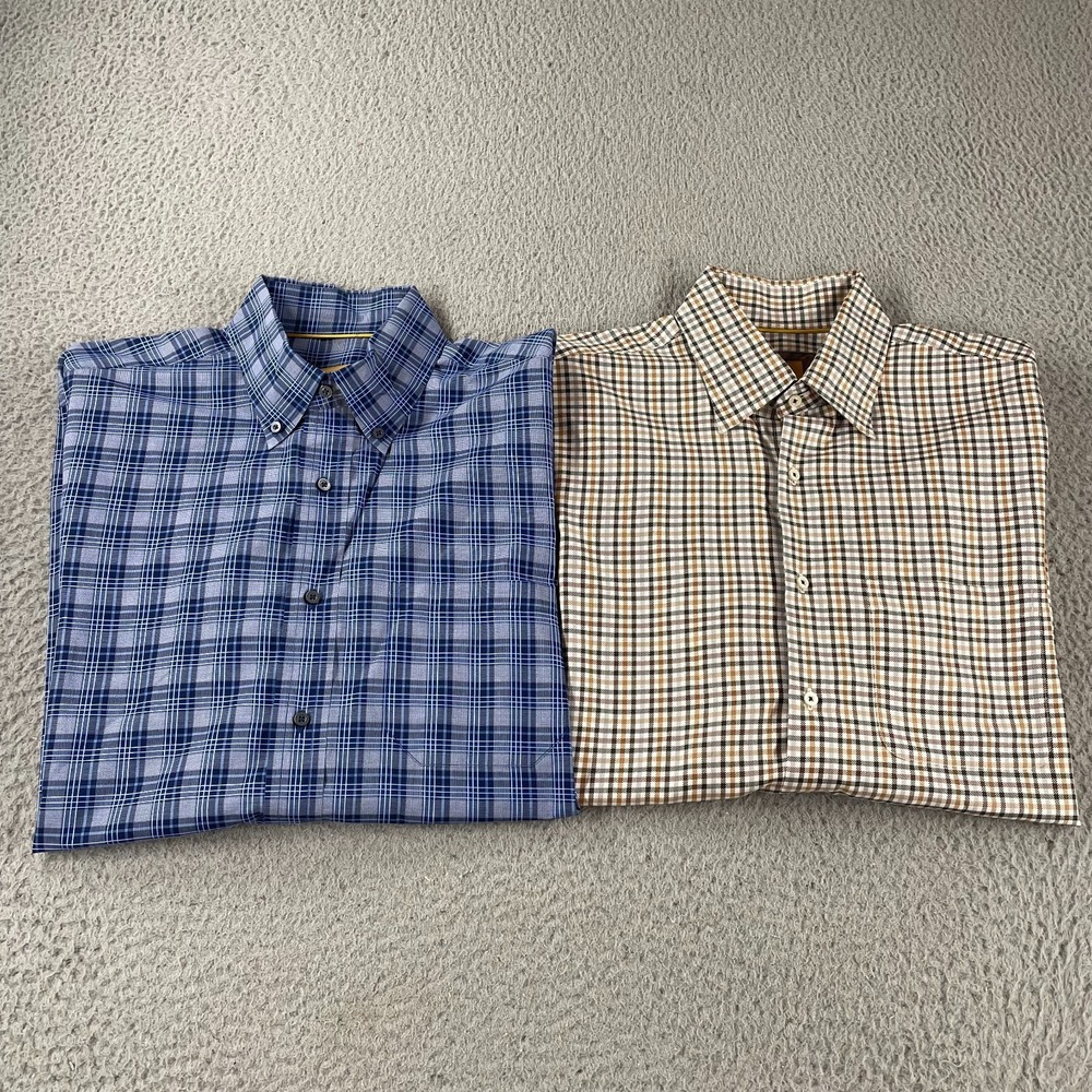 Robert Talbott Carmel Mens Plaid Button Up Lot 2 Shirts Long Sleeve L Multicolor